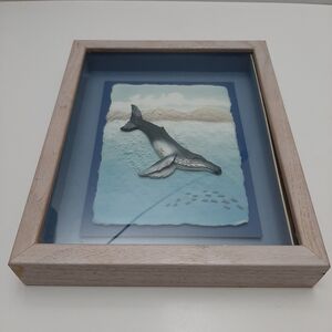 🍒4 for $20🍒 Vintage 1990 Figi Graphics Humpback Whale 3D Wall Decor Framed Art